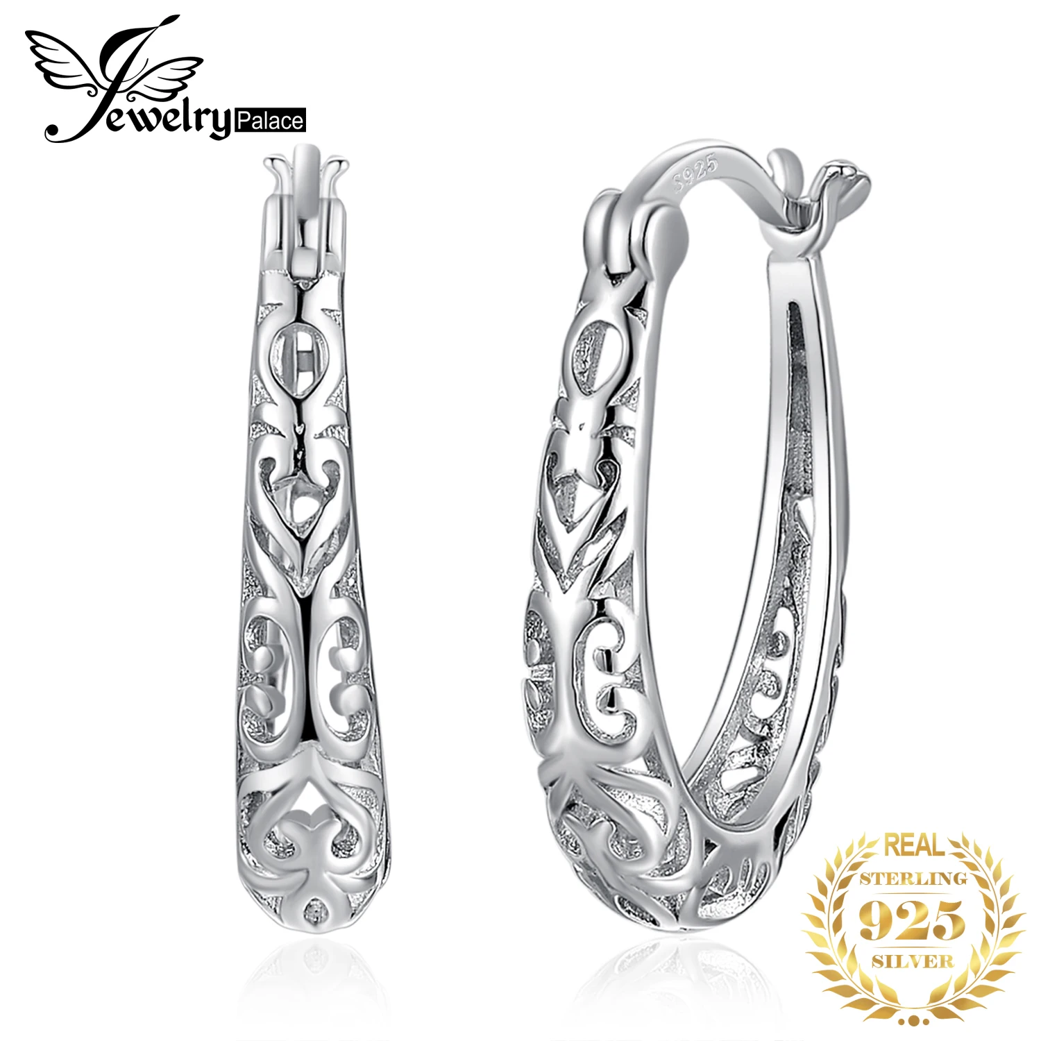JewelryPalace винтажные полые филигранные Клипсы Серьги из стерлингового серебра