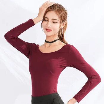 

Fashion Latin Dance Tops Women Ballroom Practice Dancing Wear Long Sleeve Tango Cha Cha Salsa Samba Rumba Training Outfit DC2806