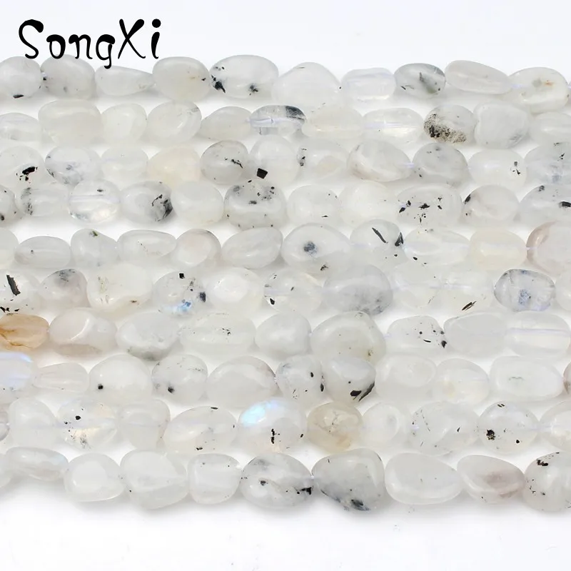 

8-10mm Irregular Natural Blue Moonstone Loose Spacer Beads for Jewelry Making Fit DIY Necklace Bracelet Jewellery 15 Inches