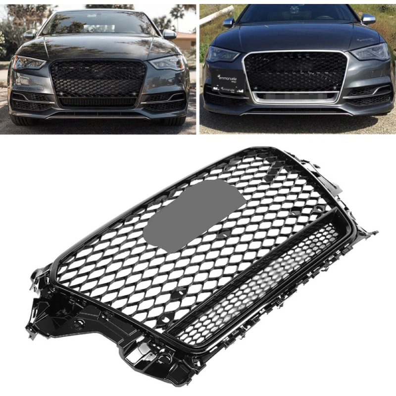 Для RS3 Quattro стиль ABS передняя Спортивная Шестигранная сетка капот Гриль глянцевый черный Универсальный для Audi A3 S3 8 в 2013