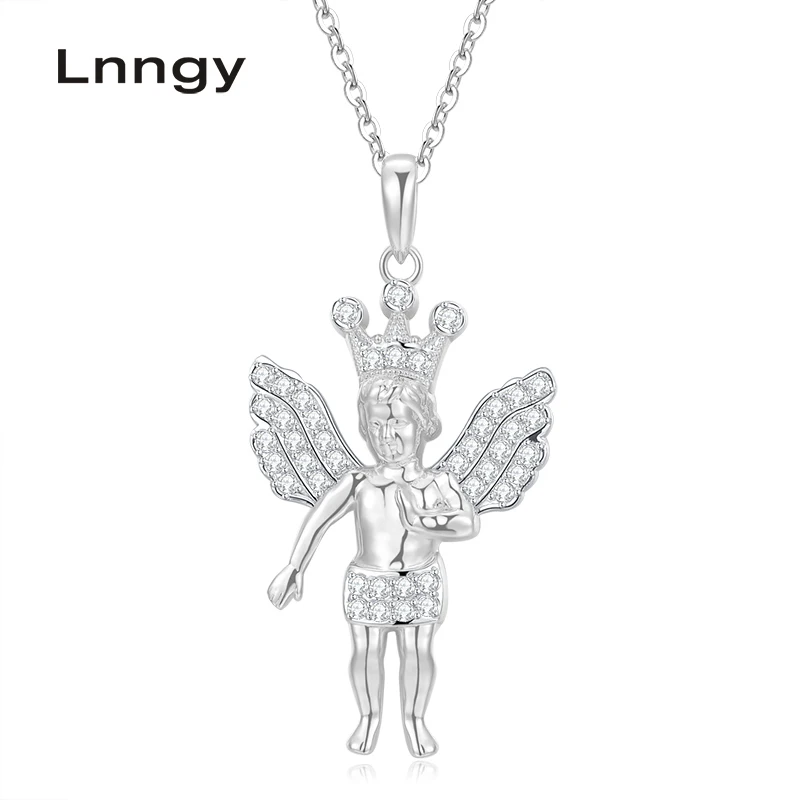 Lnngy 18K Gold Natural Diamond Pendant White Gold/Yellow Gold/Rose Little Angel Jewelry Separate | Украшения и аксессуары