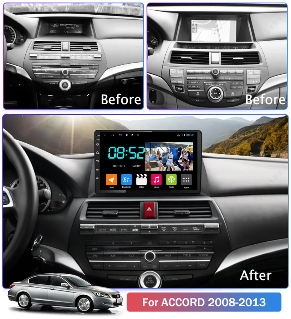 Android 8,1 автомобильный DVD 1din мультимедийная Navi система для Honda accord 2008-2013 Автомобильный gps навигатор стерео головное устройство BT SWC wifi