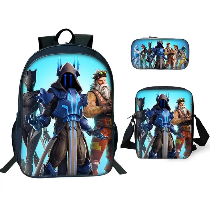 3 Pcs/set Children School Bags 3D Anime Pattern Battle Royale Game Logo Backpack for Teen Boys Girls Kids Book Bags Mochila