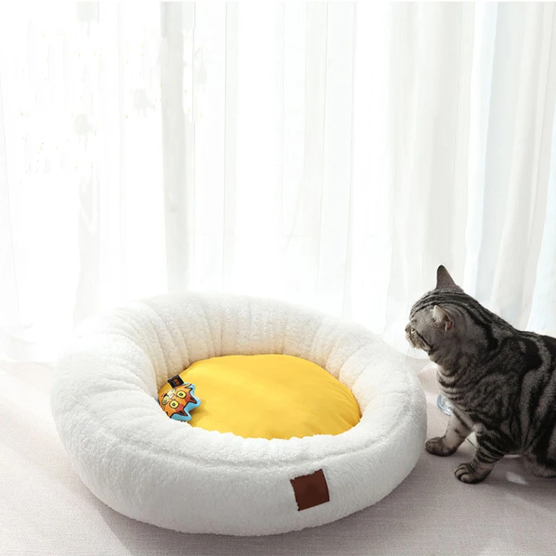 Noblepet Cute Egg Yolk Style Pet Cat Bed House Comfortable Breathable Moisture-Proof Sofa Removable Cat Dog Kennel