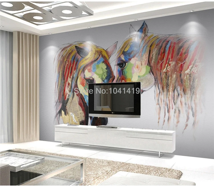 Пользовательские обои 3D Ручная роспись Красочная картина маслом с лошадью фрески гостиная детская спальня домашний декор обои для стен 3D