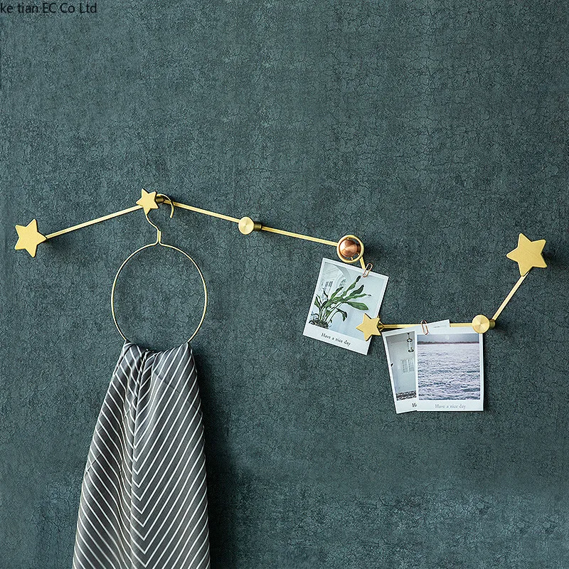 

Nordic creative twelve constellation decorative hook Creative wall brass hanger minimalist Simple living room wall hook