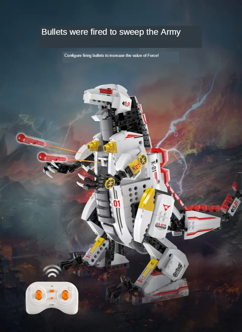 Brinquedos de Controle Novo Hobby Eletrônico Remoto C51063 Dinosaur Building Block Modelos Andando rc Lançamento Míssil Brinquedos Educativos 2020