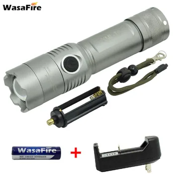

Wasafire Zoomable LED Flashlight Keychain Torch Light 2000 Lumens LED Portable Lantern With 18650 Rechargeable Battery + Charger