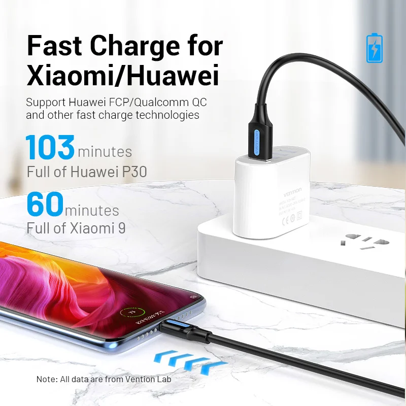 Vention USB Type C Câble 3A Câble De Charge Rapide USB 3.0 Pour Samsung Galaxy S10 S9 Huawei P20 10 Pro Câble De Chargement De Données Type-c