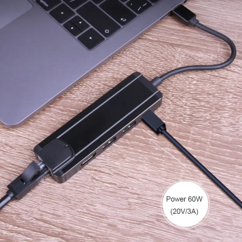 5 в 1 type C концентратор 4K HDMI USB 3,0 мощность PD 1000 Мбит/с RJ45 USB адаптер