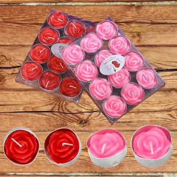 

12 Boxed Rose Flower Light Candle Valentine's Day Wedding Roses Romantic Proposal Confession Handmade Shaped Paraffin Wax