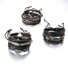 Винтажные, в виде листика кожаные мужские браслеты классический очаровательный браслет из бисера модный браслет из сплава акриловый браслет новинка