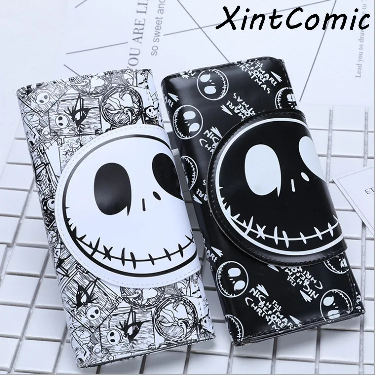 Cartera moda con cremallera de Jack skeleton de pesadilla antes de Cartera de PU largo, monedero, bolso de mano, regalo - AliExpress