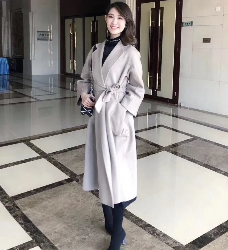 Brand High Quality Double-Sided Female Cashmere Coat Solid Color Long Lengthen Women's Woolen Coat Winter Wool Cloak Plus Size Leather Jackets