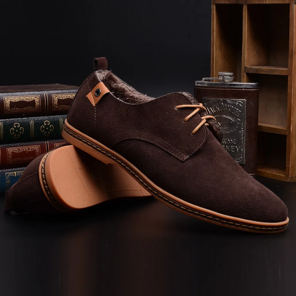 Мужская повседневная обувь; Сезон Зима; zapatillas hombre; мужские модные повседневные зимние оксфорды на шнуровке; кожаная обувь; Теплая обувь в деловом стиле