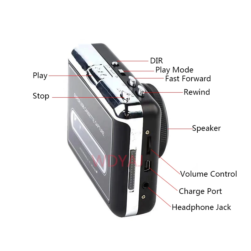 Portable Stereo USB Cassette Player With Loudspeaker Cassette Tape to MP3 Converter Recorder Capture Audio Music Player