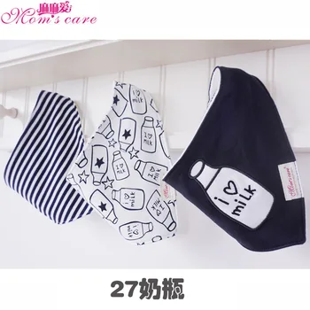

Baby triangle towel autumn and winter cotton double-layer saliva towel snap baby bib pocket three
