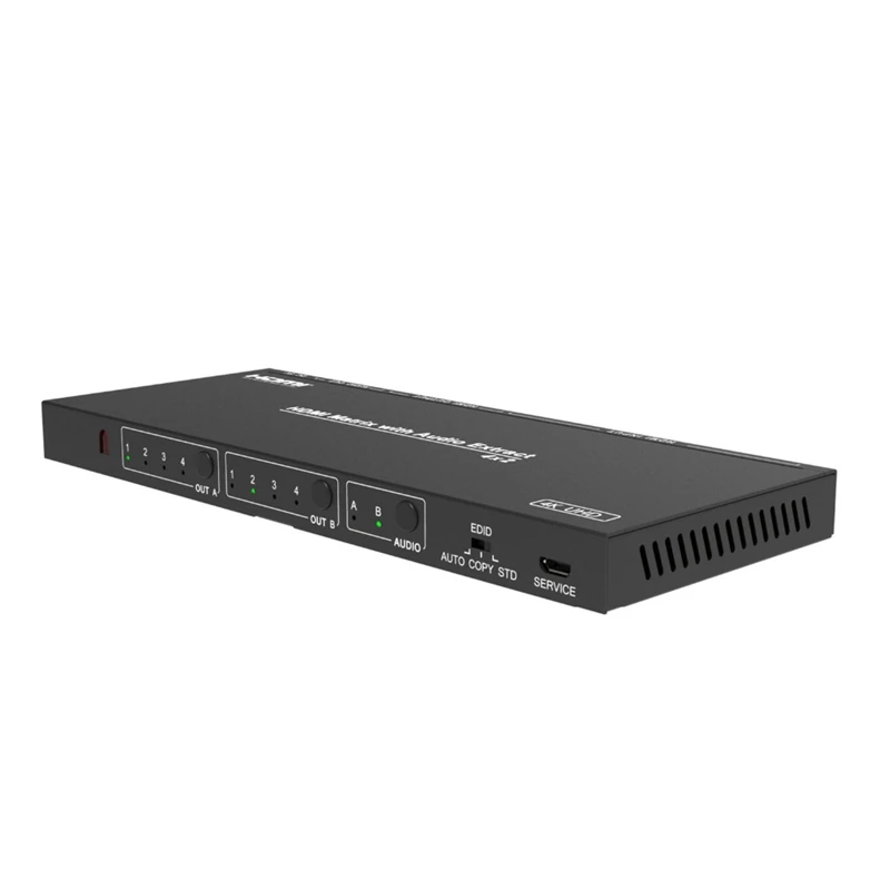 Am-A42A Video Switcher 4 in 2 Out Hdmi Matrix with Audio Separation L/R Splitter Kvm Black