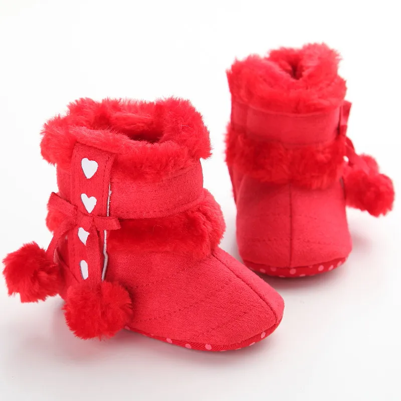 Красный Pudcoco/теплые зимние пинетки для новорожденных девочек; мягкая флисовая обувь без шнуровки на подошве для новорожденных детей 0-18 месяцев; зимние ботинки - Цвет: Красный