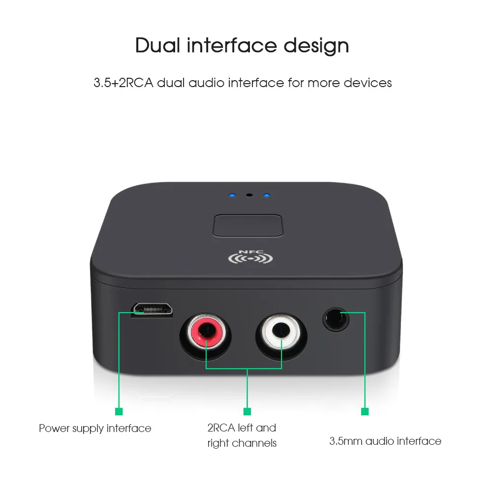 3.5mm AUX NFC Bluetooth 5.0 Receiver RCA Jack Hifi Wireless Adapter Auto On/OFF Bluetooth 5.0 4.2 Car Audio Receiver