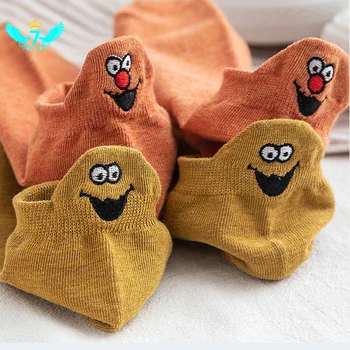 

Summer Women Socks Cartoon Harajuku Embroidery Face Socks Breathable Short Sock Casual Soft Socks TOA