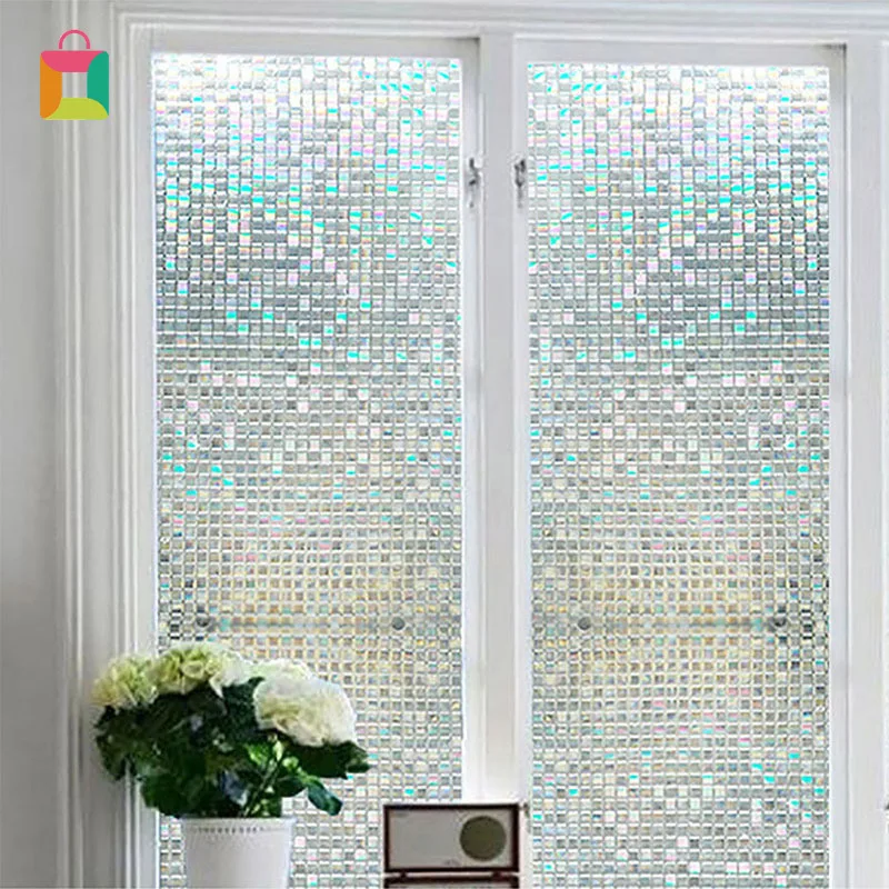 

Rainbow Reflective 3D Window Film Decorative Privacy Static Clings Glass Sticker mosaic square refraction window grilles Cozy