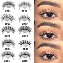 1 Pair Reusable Fake False Eyelashes Self-Adhesive 3D Mink Natural Curl Eyelash Easy to Wear Wispy Eye Lash No Glue Needed