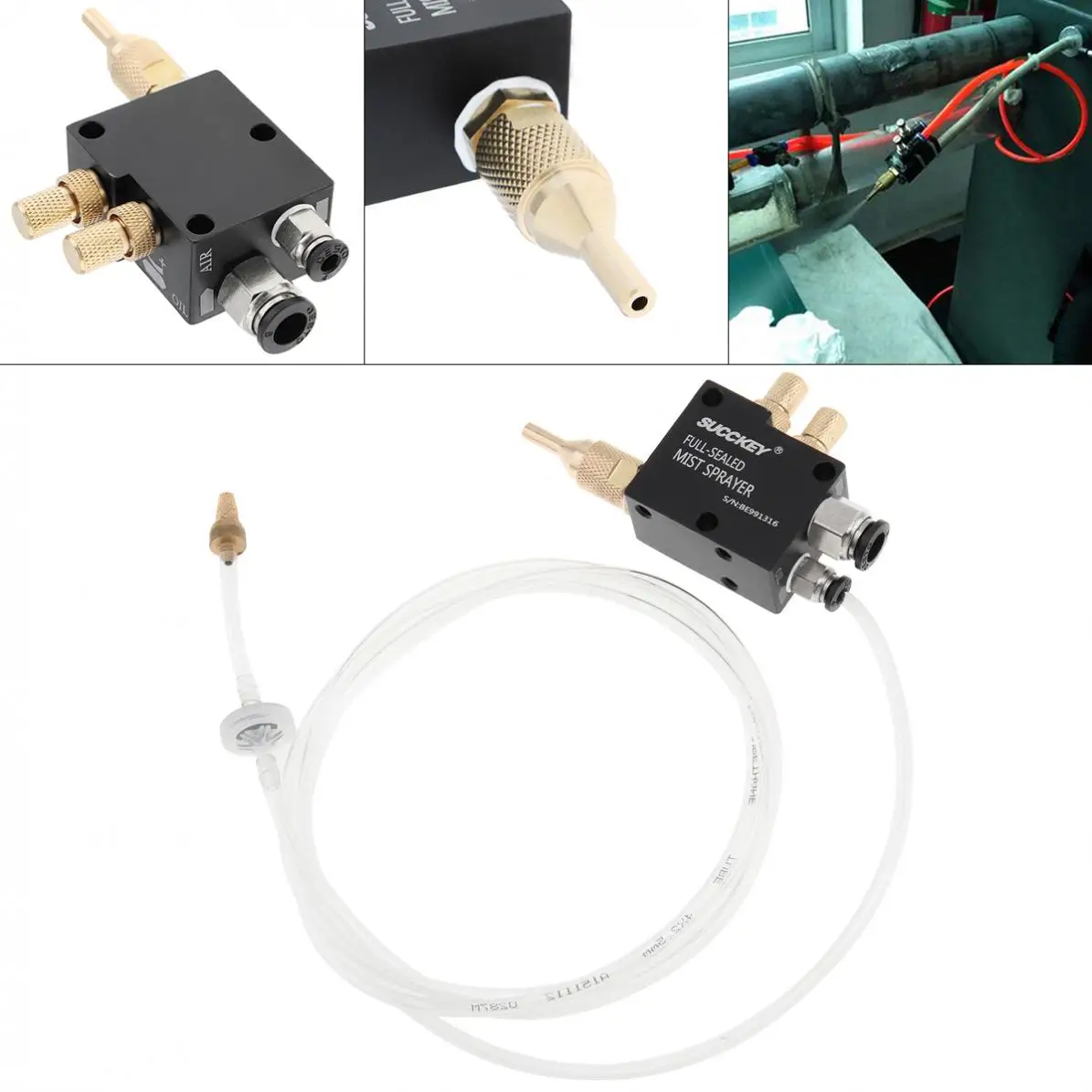 Precision Mist Coolant Lubrication Spray System with 1.5m Flexible Pipe for Metal Cutting Engraving Cooling Machine / CNC Lathe |
