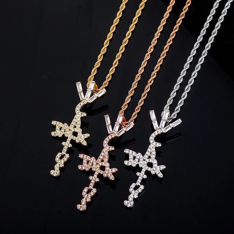 Hip Hop Micro Paved Cubic Zirconia Bling Iced Out Cactus Jack Cross Pendants Necklace For Men Rapper Jewelry Drop Shipping Pendant Necklaces Aliexpress