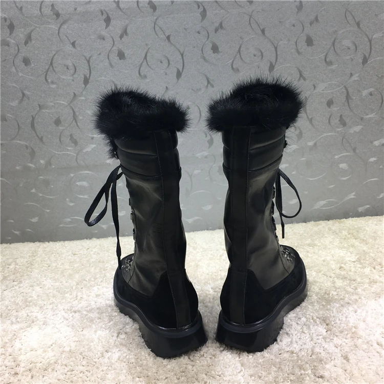 Зимние сапоги; женская обувь из натуральной кожи; Bota Feminina; зимние сапоги до середины икры; Botas Mujer; мотоциклетные ботинки; Botines Mujer; модель года; Wram Zapatos De Mujer