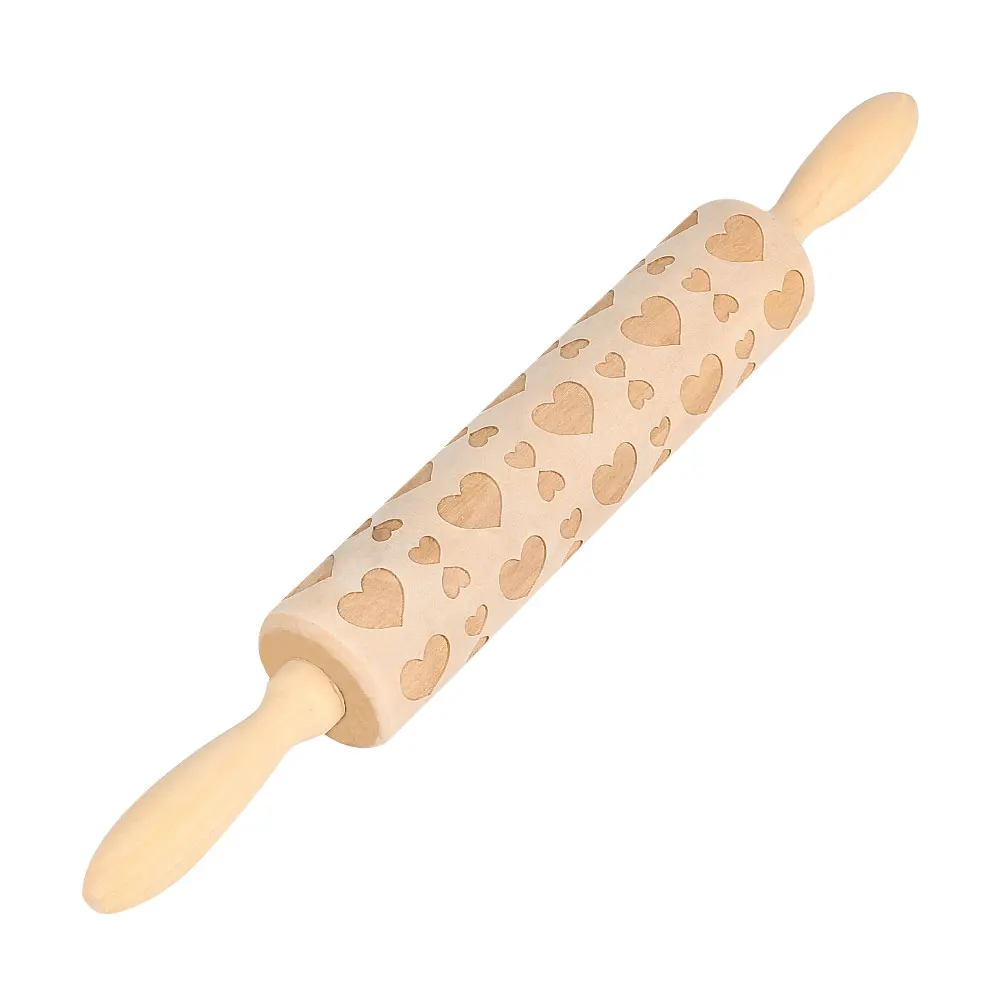 Bakng Mold Wood Rose Embossing Mold Rolling Pin Valentine'S Day Party DIY Heart-Shaped Gingerbread Tool Kitchen