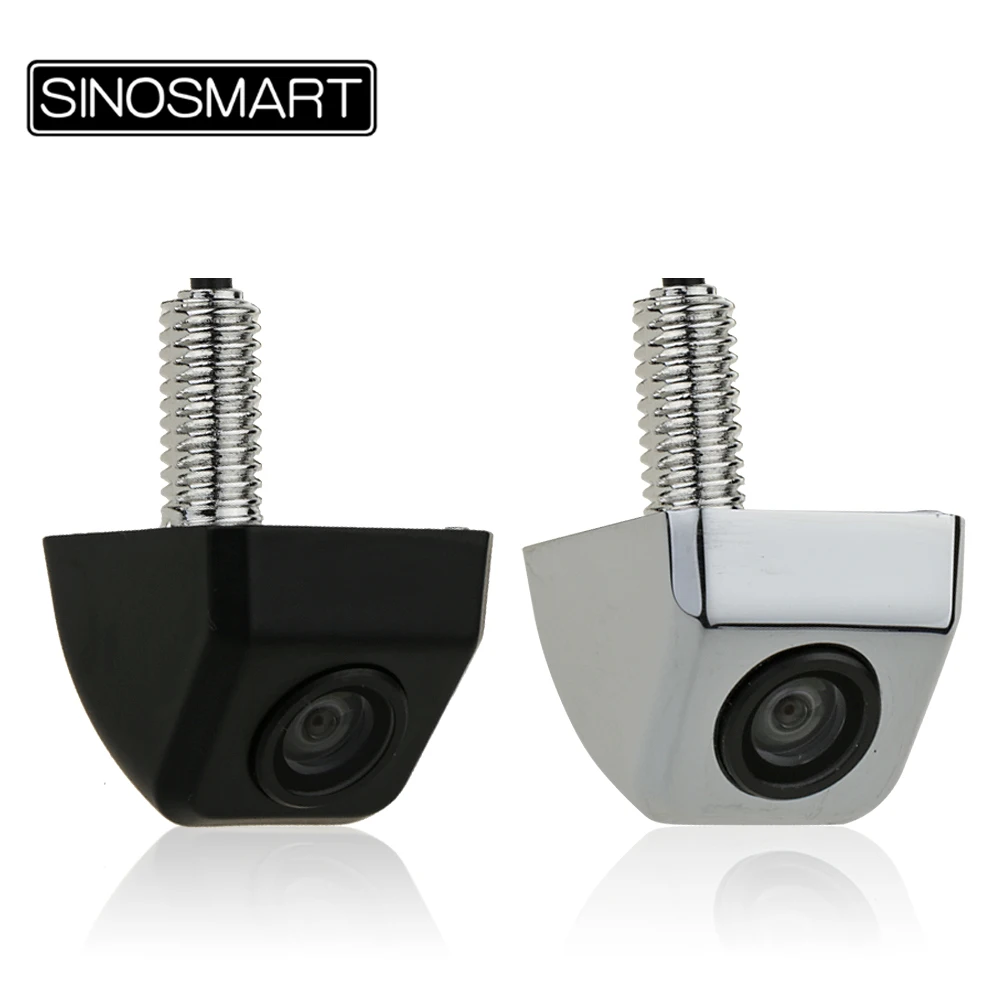 SINOSMART Universal Parking Reversing Backup Camera for Car Vehicle Stainless Metal Chrome Black Small Size|reverse backup camera|backup reverse