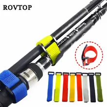 10pcs Fishing Rod Tie Holder Reusable Strap Suspenders Fastener Hook Loop Cord Ties Belt Fishing Tackle Accessories for Fishing