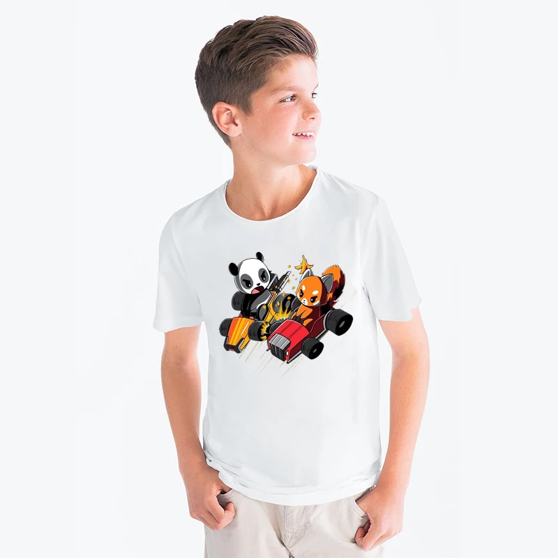 

Panda Boy Girl Clothes Prints Baby T Shirt White Short Sleeve Tops Children Girl T-Shirt Baby Casual 2019 Summer Tee 2~14 Years