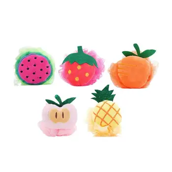 

5pcs Creative Fruit Shape Bath Ball Cute Soft Flower Mesh Bathing Sponges (Pineapple+Strawberry+Peach+Watermelon+Mango)