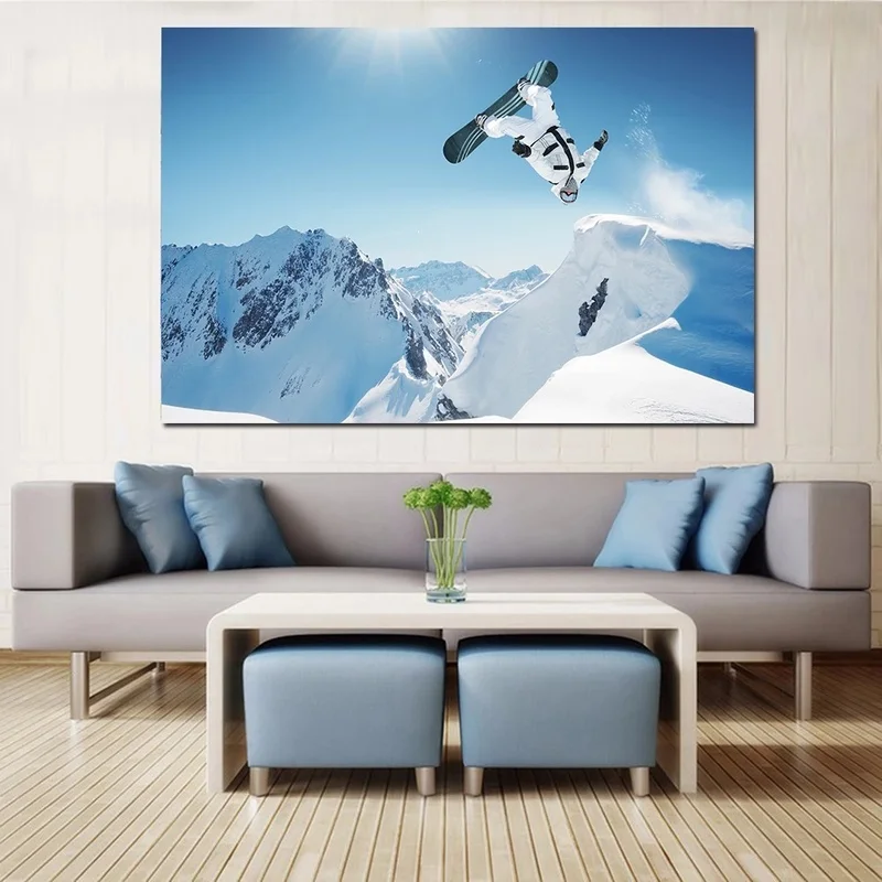 Картина на холсте с изображением катания лыжах экстремальных видов спорта
