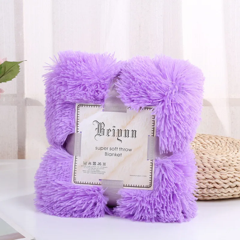 Purple Элегантное покрывало на кровать диван покрывало длинное лохматое мягкое теплое постельное белье Простыня кондиционер одеяло - Цвет: Purple