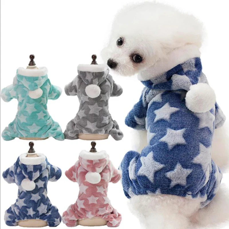 

OUYXR Pet Cloth New Stylish Star Pet Dog Warm Clothes Puppy Jumpsuit Hoodie Coat Dog Apparel Gifts High Quality Velvet Clothes