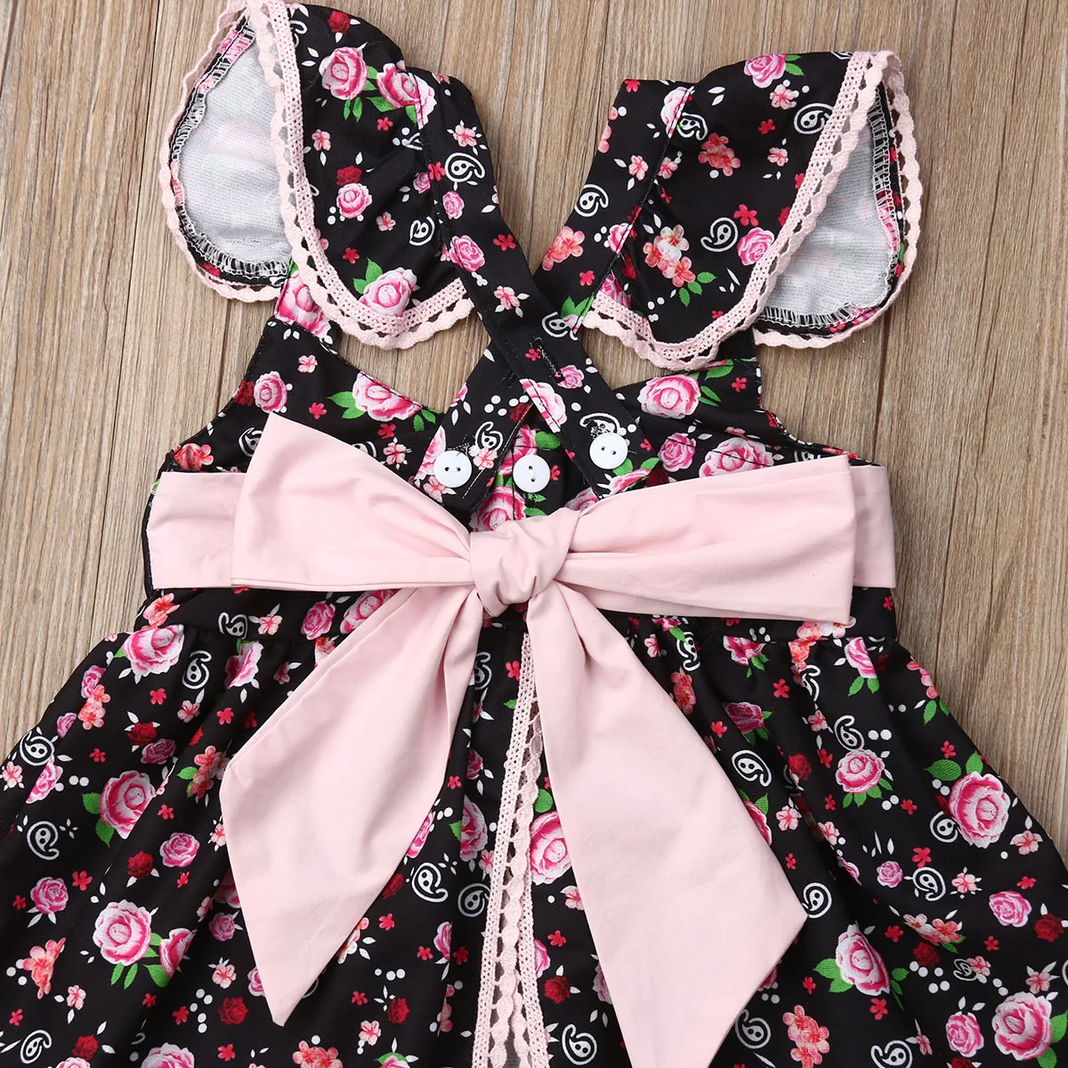 Baby Girls Dresses For Clothes Sets Kids Clothes Baby Sleeveless Birthday Party Princess Dress Print Floral 1 Year Baptism Gown