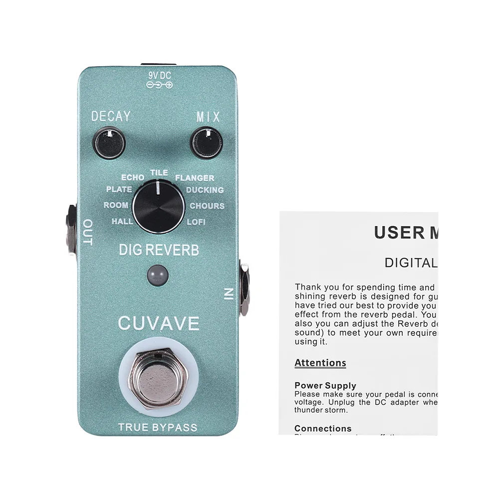 DIG REVERB Новое поступление педаль гитарного эффекта 8 видов стилей педаль для гитары петля/Искажение/эффект дилэй настоящий обход полная металлическая оболочка - Цвет: DIG REVERB