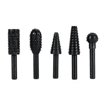 

5pcs Rotary Burr Set of Wooden Rasp Carving File 6mm Shank Drill Bits Tool
