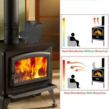 HOT Black Fireplace 6 Blades Heat Powered Stove Fan Log Wood Burner  Home Fireplace Fan Efficient Heat Distribution