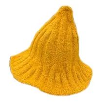 Женская, для девочек, милая, с острым носком, ведьма, Панама, толстая, в рубчик, Вязанная, зимняя, утолщенная, теплая, одноцветная, с широкими полями, Рыбацкая шапка