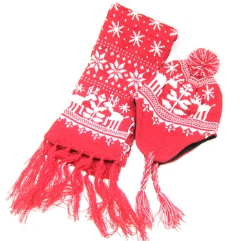 

2Pcs/Set Unisex Christmas Snowflake Pattern Knitted Wool Scarf Hat Set