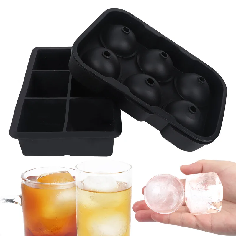 

1 Set Creative Silicone Hockey Ice Tray Mold 6 Cavity Drinking Wine Round Square Ice Cube Maker Kitchen Gadgets Bar Accessories