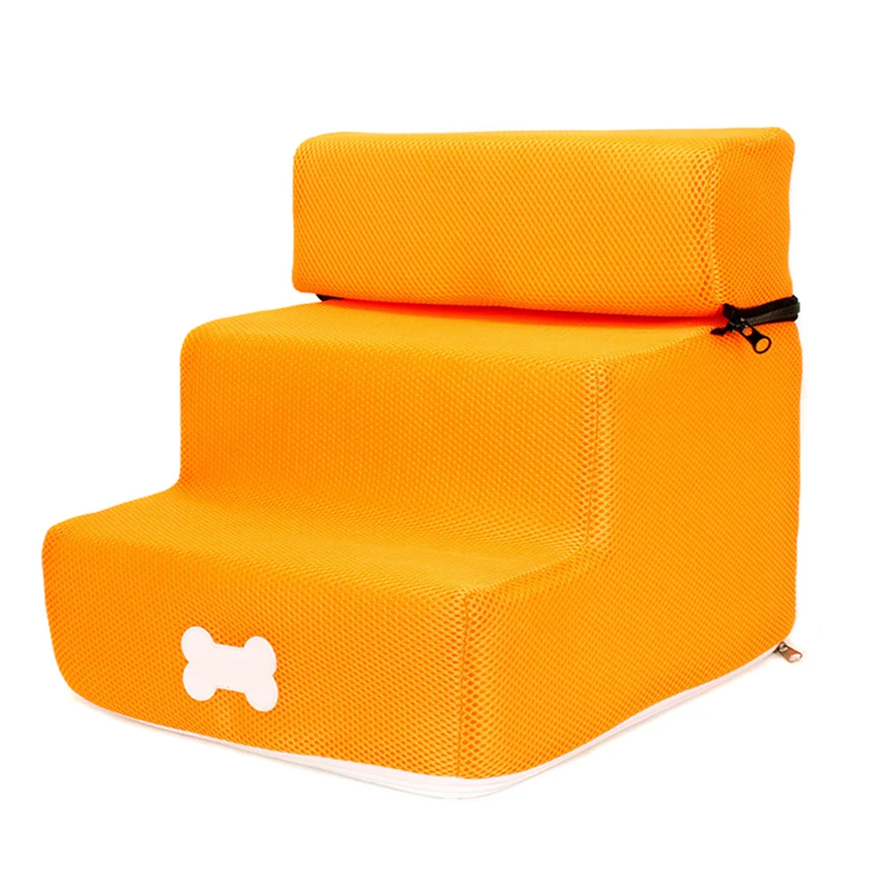 orange mesh cloth Горячая Pet кожа/сетка лестничные ступени собака Съемная 3-история лестница моющиеся лестница для кошек, собак, LSF99 - Цвет: orange mesh cloth