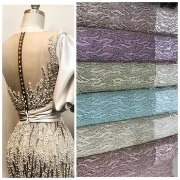 

2020 New Sea Green/Mint Color Beaded Tulle Lace Fabric For Wedding & Party Dresses Luxury Handmade Beaded European Style Lace