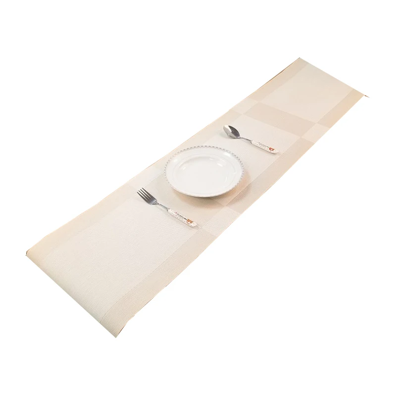 Placemat 30*180CM pvc Western food mat single frame fabric placemat Hotel Family No-clean placemat anti-skid insulation pad - Цвет: Local gold  044