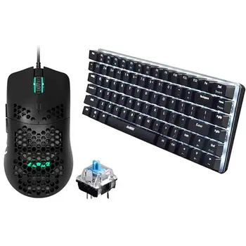 

AJAZZ AJ390 USB Wired Gaming Mouse with AJAZZ AK33 Wired Gaming Keyboard LED Backlit 82 Keys USB Mechanical Keyboard