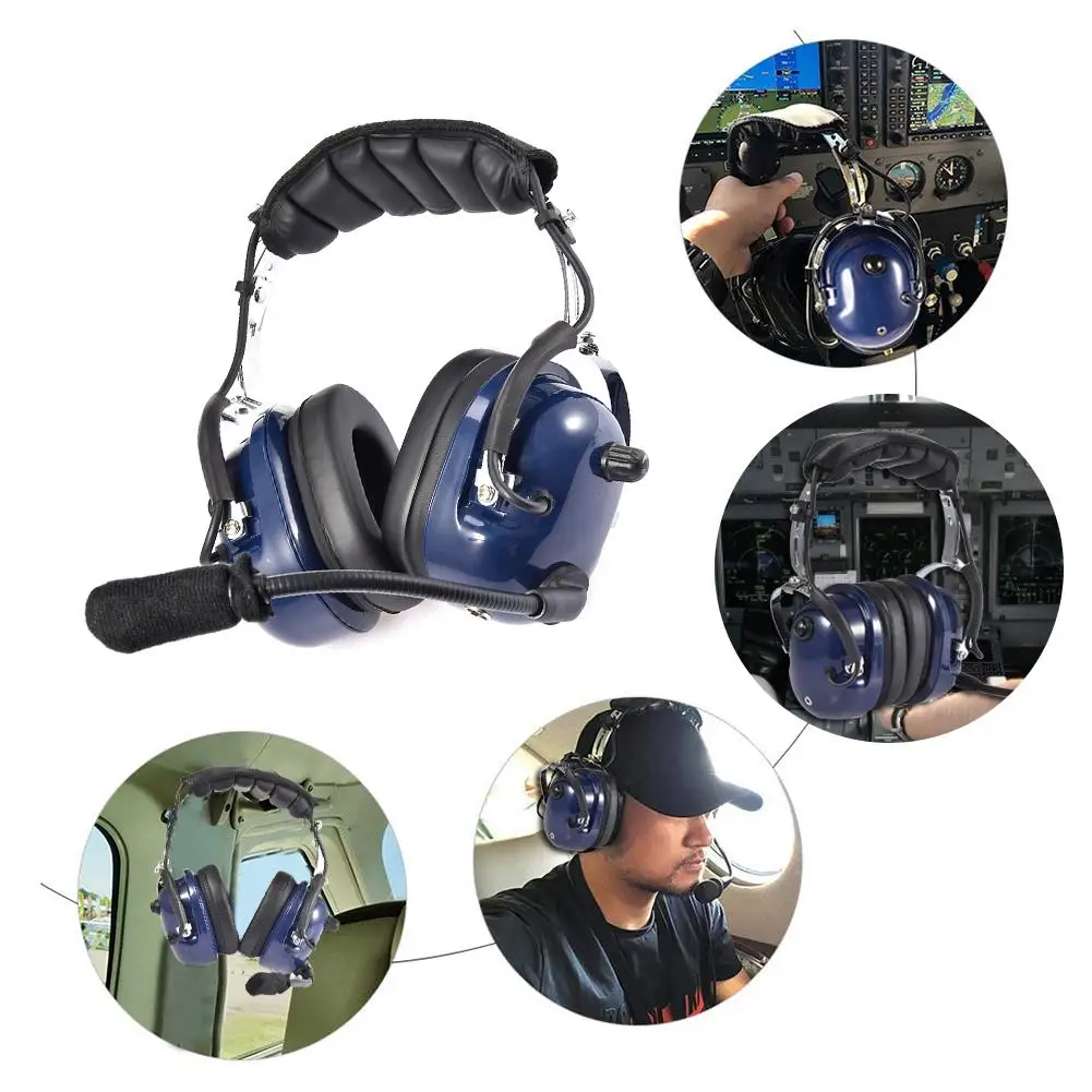 

Newest Aviation Pilot Headset Noise Reduction GA Dual Plugs MP3 Music Input With Comfort Ear Seals Noise Canceling Headphone